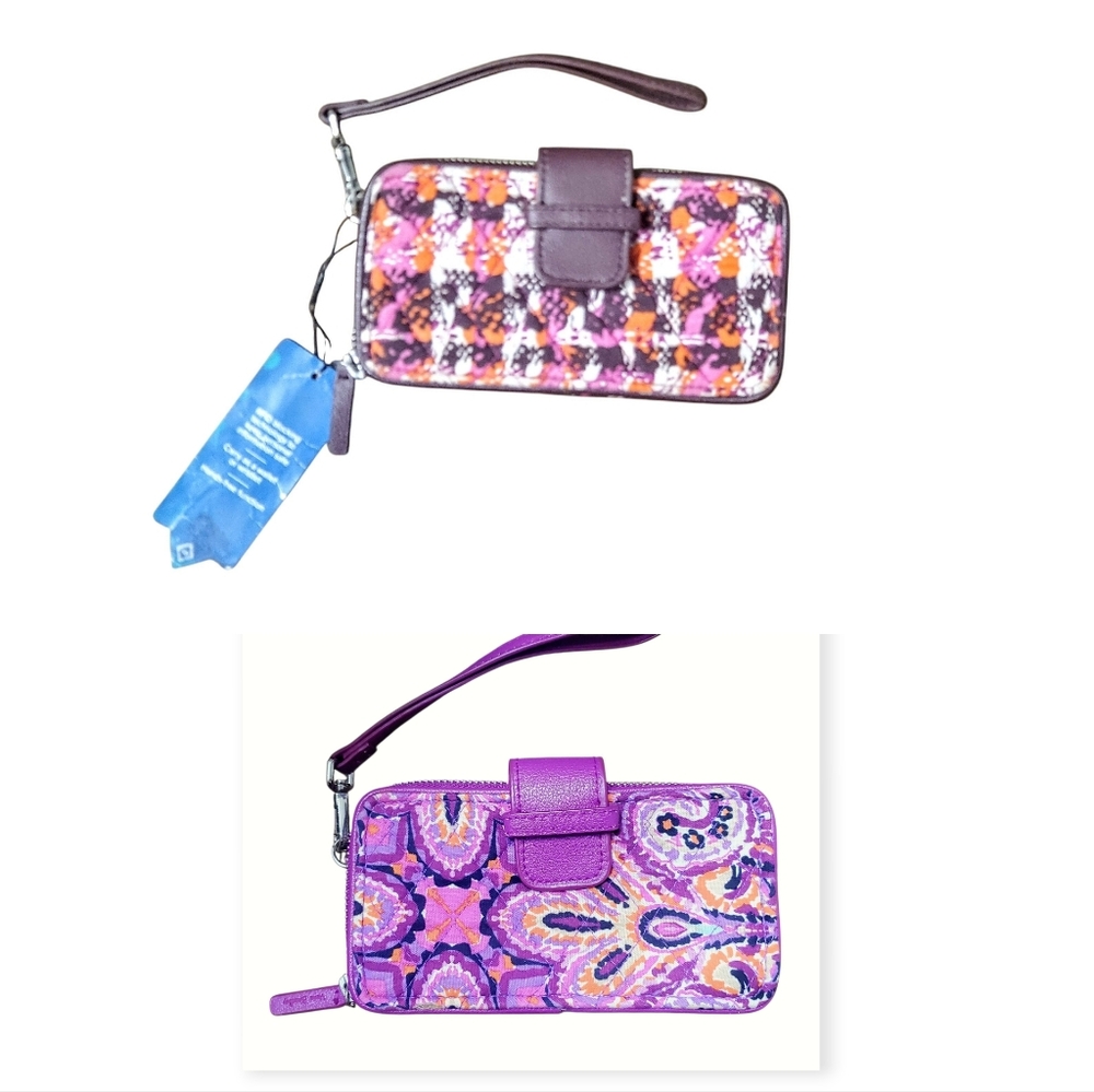 BOGO Vera Bradley Smart Phone Wallet/Wristlet Pink Paisley & Plum Abstract